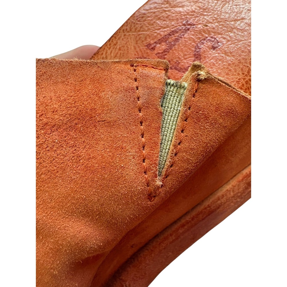 A.S.98 Rafe Orange Leather Platform Wedge Sandals Distressed Slip On Shoes 37 - Picture 10 of 12